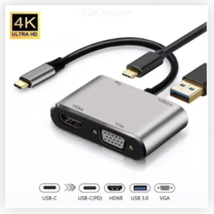 Adapter, Konvertor Tip C Na HDMI 4K + VGA + Tip C + USB 3.0