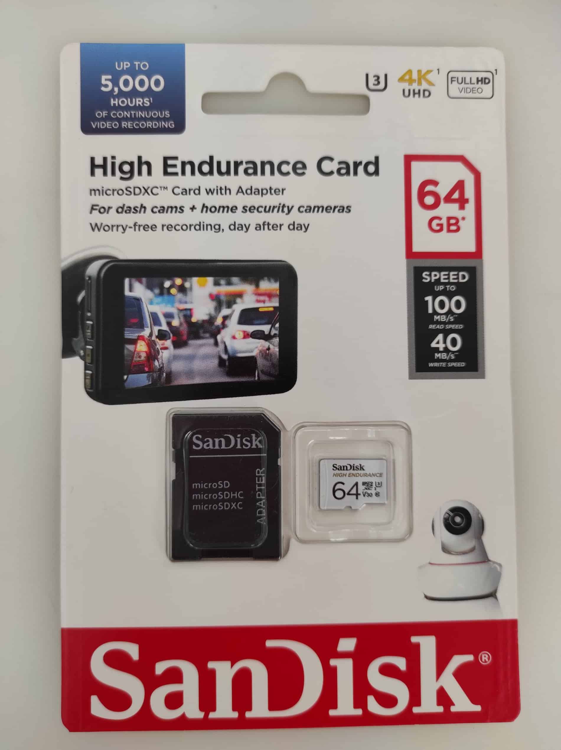 SanDisk SDXC 64GB micro + SD Adapter, High Endurance