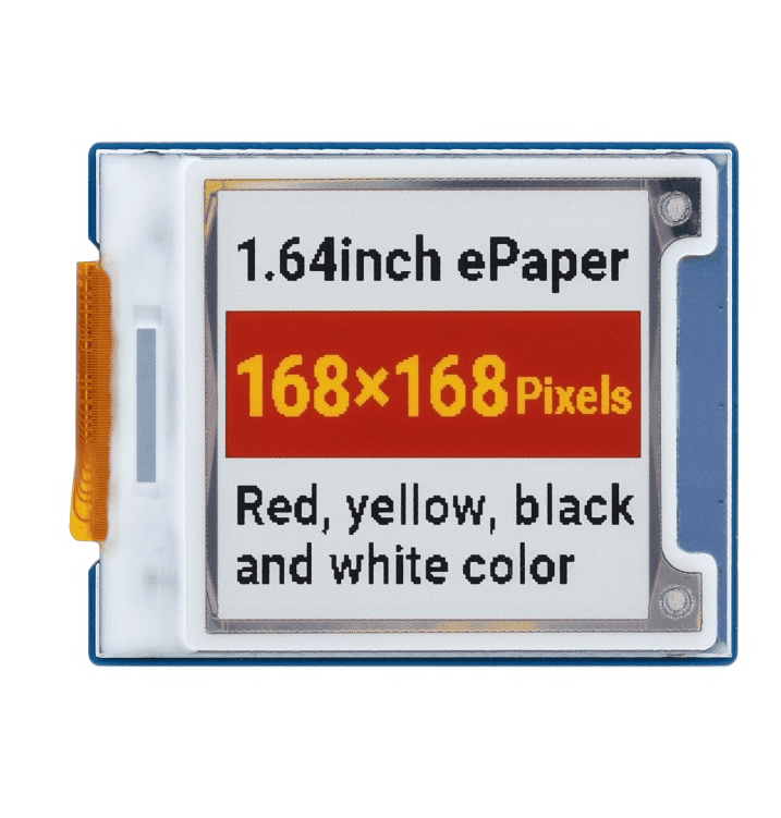 1.64 inča e-paper modul (G), 168 × 168, crvena/žuta/crna/bela